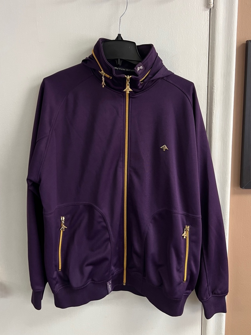 LRG Men's size Large Purple Zip‑Front Jacket with Gold Trim